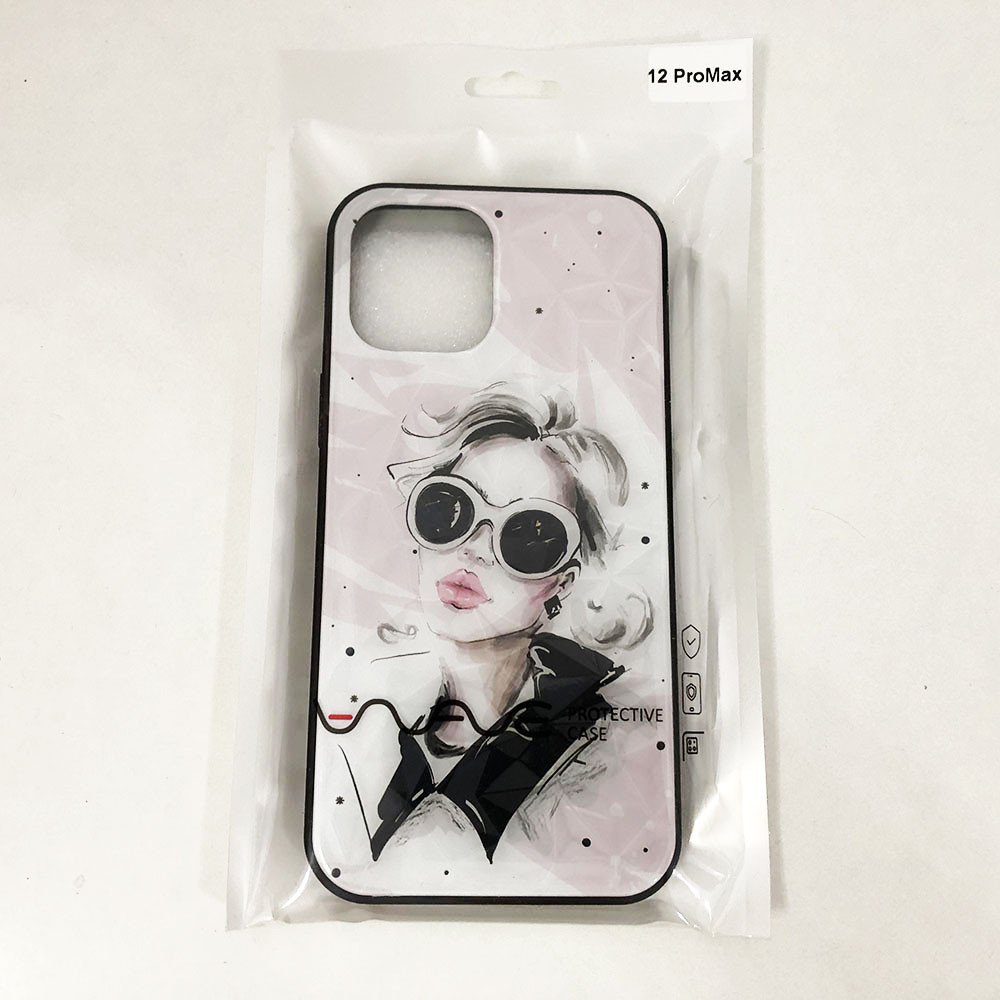 Чохол для Apple Iphone 12 Pro Max дівчина в окулярах. Колір: рожевий DA-84, фото 1