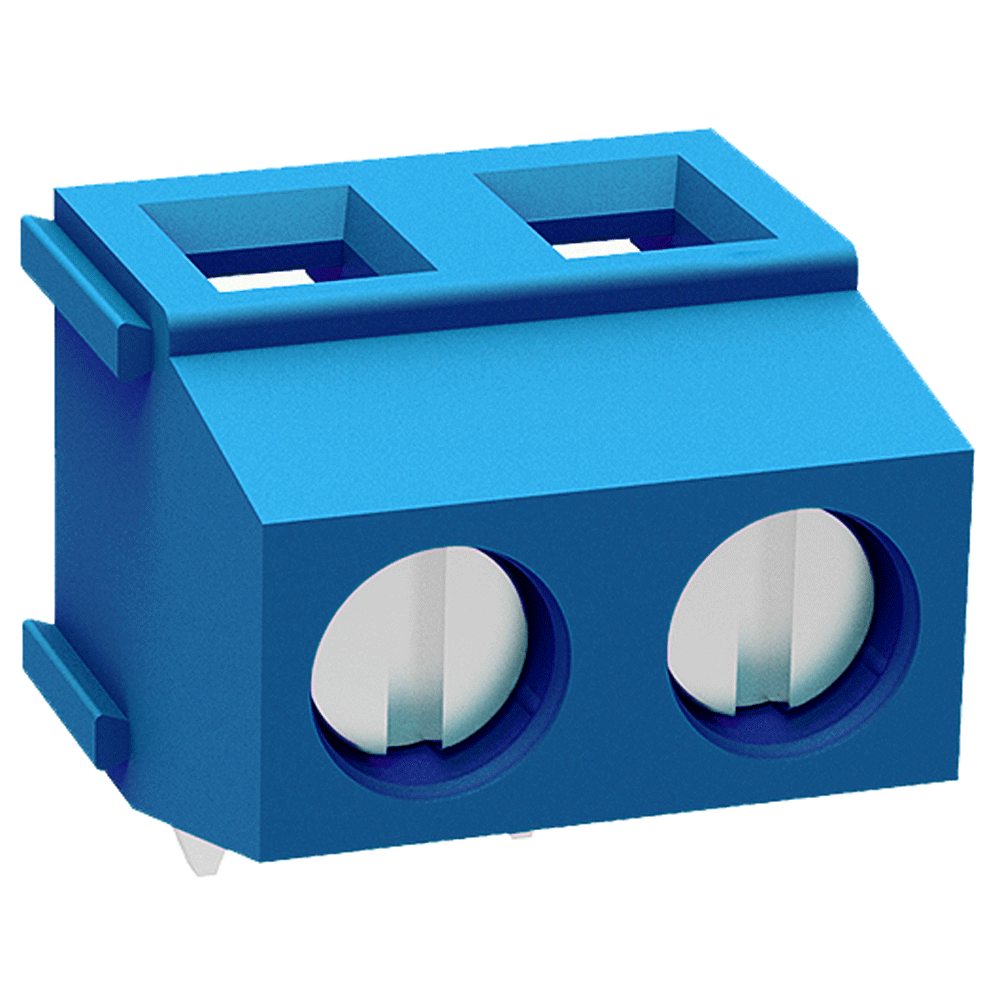 ETB1402 Клемник 2 контакту на плату, прямий кут, 300В10А крок 5,0 мм, фото 1