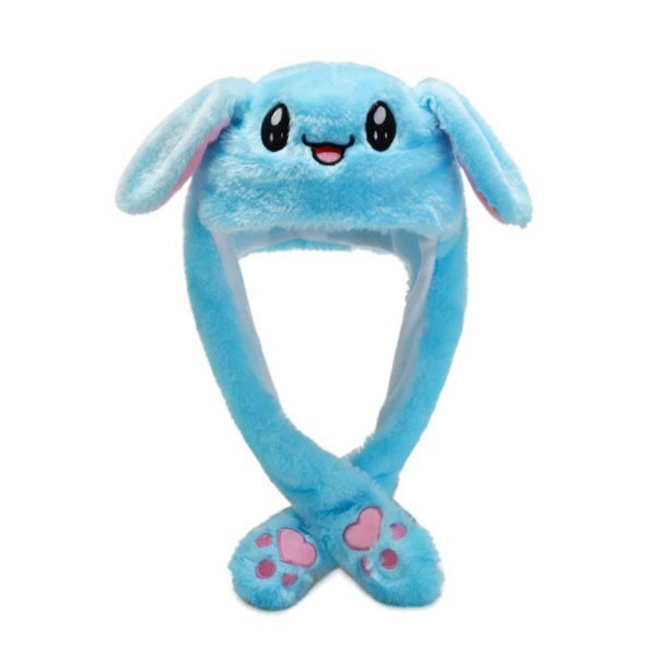 Карнавальна шапка з підсвічуванням: блакитний зайчик з вухами, що піднімаються YK-87, фото 1