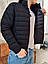 Чоловіча демісезонна куртка з капюшоном утеплена стьобана однотонна, чорна, розмір S, M, L, XL, фото 5