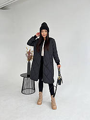 Жіноче осінньо-всіннє стьобане пальто NB23004/1 колір чорний, розмір 50/52