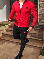 Молодежный спортивный костюм мужской двухцветный осенне-весенний, цвет красный, черный, желтый, синий
