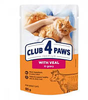 Влажный корм для котов Club 4 Paws с телятиной в соусе 85 г х 24 шт