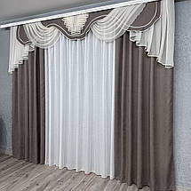Комплект штор з ламбрекеном № 453 мокко, фото 5