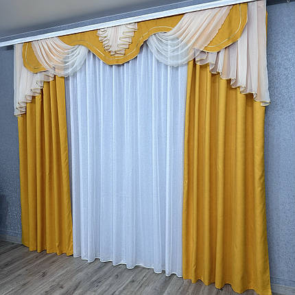 Комплект штор з ламбрекеном № 453 жовтий, фото 2