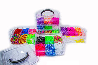 Великий Набір резинок для плетіння, Резиночки в скринці 15 кольорів