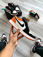 Кроссовки мужские Nike Air Jordan Low Найк Джордан низкие Черно-белые с оранжевым Размер 44 (28см)