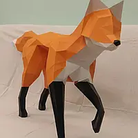 Конструктор із картону оригамі low poly papercraft 3D фігура подарунок сувенір-лис лисиця