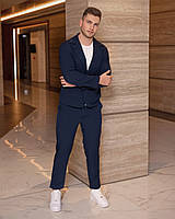 Повседневный приталенный мужской костюм под кроссовки однотонный пиджак и брюки M