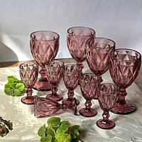 Бокалы для вина из цветного стекла 6 шт Glassware 320 мл розовый