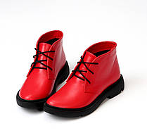 Черевики жіночі шкіряні на шнурівці демісезонні класичні червоні натуральна шкіра