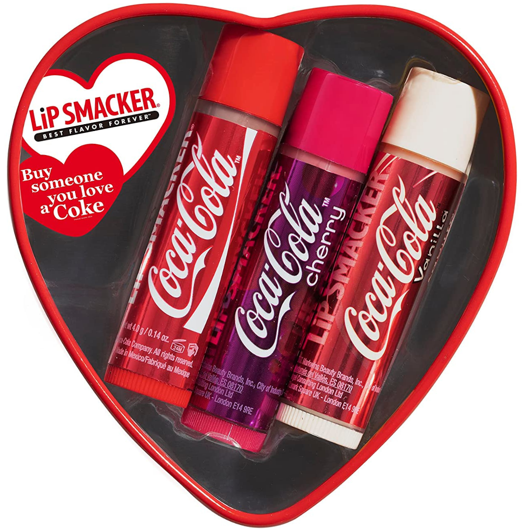 Подарунковий набір бальзамів для губ "Серденько" Lip Smacker Coca-Cola Heart Tin Lip Balm Trio 3 шт.