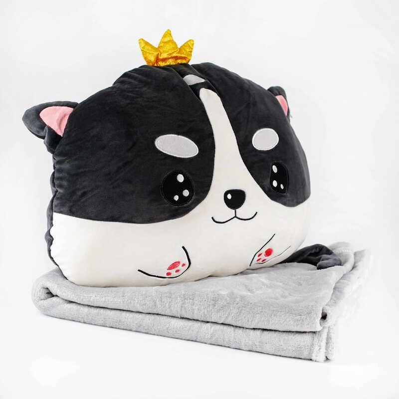 М'яка іграшка-подушка ковдра Кішечка М 14348, розмір ковдри 104х175 см, подушки: 50х10х32см, фото 1