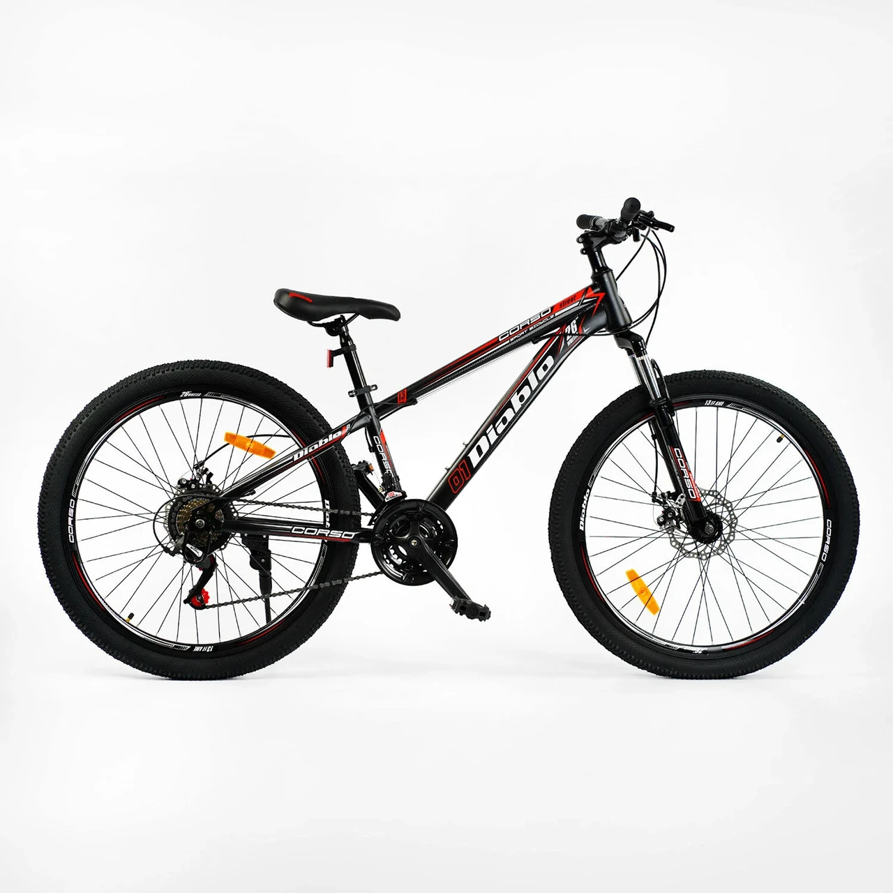 Велосипед Спортивний Corso «DIABLO» 26" дюймів DL-26055 (1) рама сталева 13', обладнання SunRun 21