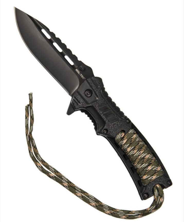 Ніж складний MIL-TEC EINHANDMESSER PARACORD M.FIRE STARTER TARN 15318410