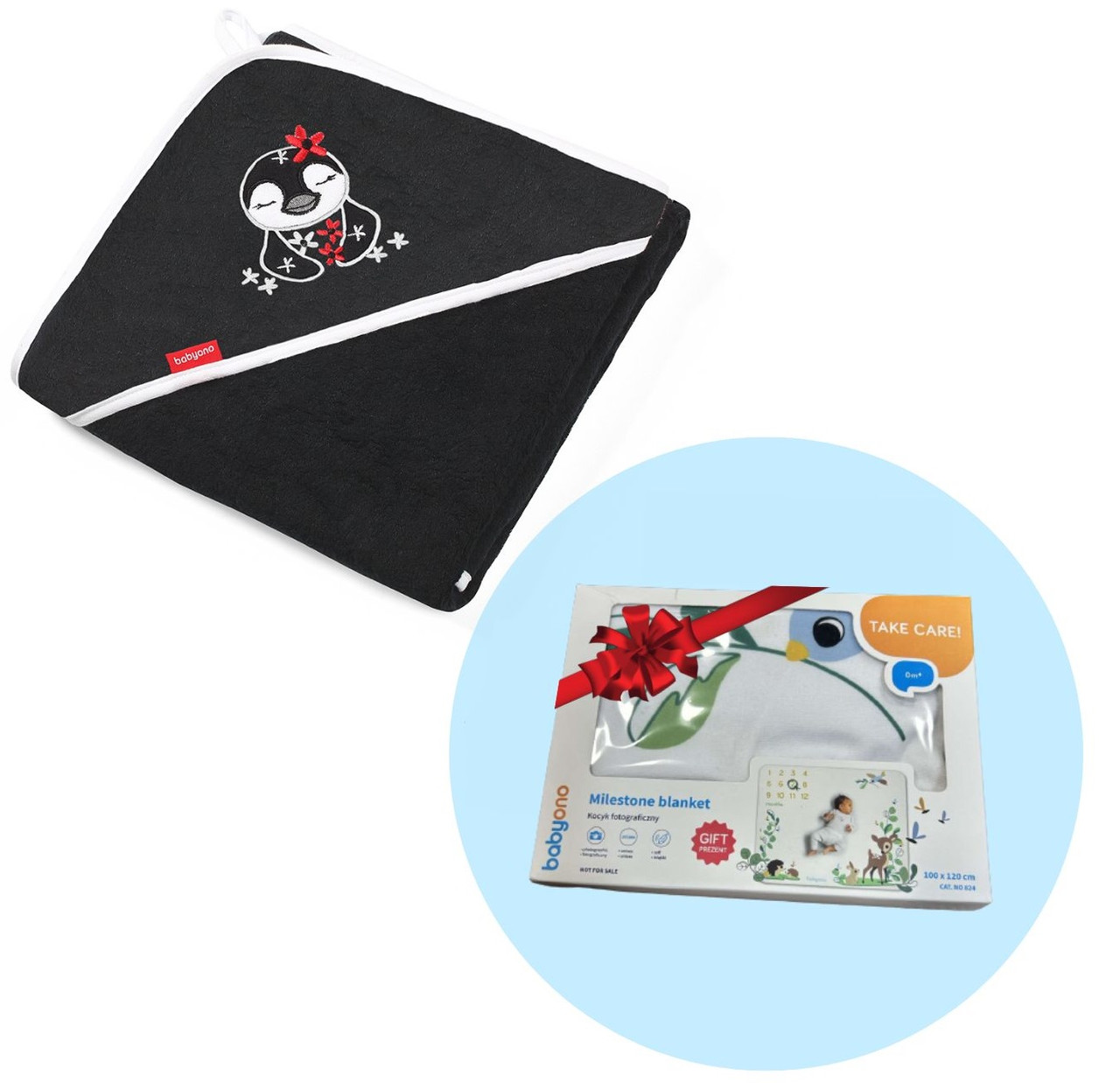 Рушник Бамбуковий З Капюшоном "85х85" (Чорний) "Пінгвін" + Флісовий ...