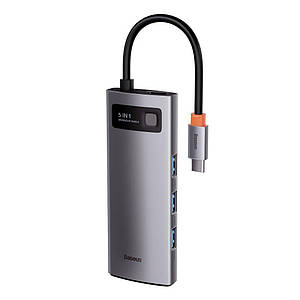 Концентратор хаб USB Type-C 5в1 HDMI кардридер заряджання 100 Вт Baseus Metal Gleam CAHUB-CX0G