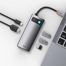 Концентратор хаб USB Type-C 5в1 HDMI кардридер заряджання 100 Вт Baseus Metal Gleam CAHUB-CX0G, фото 2