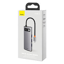 Концентратор хаб USB Type-C 5в1 HDMI кардридер заряджання 100 Вт Baseus Metal Gleam CAHUB-CX0G, фото 3