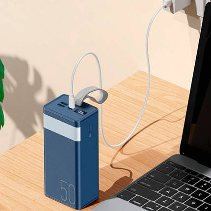 Повербанк з ліхтариком 50000 мА·год 22.5 Вт Type-C 2x USB Remax Chinen RPP-321 Blue, фото 3