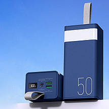 Повербанк з ліхтариком 50000 мА·год 22.5 Вт Type-C 2x USB Remax Chinen RPP-321 Blue, фото 4
