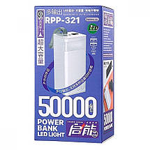 Повербанк з ліхтариком 50000 мА·год 22.5 Вт Type-C 2x USB Remax Chinen RPP-321 Blue, фото 5
