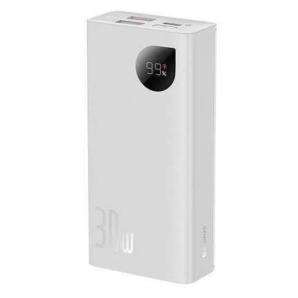 Повербанк 10000 мА·год 30 Вт Type-C 2x USB білий Baseus Adaman2 PPAD040002, фото 1