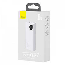 Повербанк 10000 мА·год 30 Вт Type-C 2x USB білий Baseus Adaman2 PPAD040002, фото 6