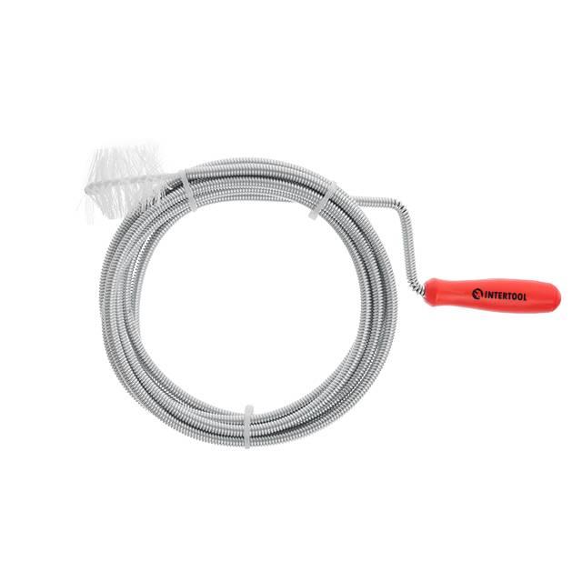 Трос для чищення труб 6 мм * 3 м, наконечник: рифлений дріт INTERTOOL HP-1005, фото 1