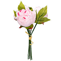 Штучний букет Півоній, 3 квітки, 28 см, рожевий, пластик, тканина (130443)