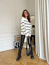 Подовжений жіночий светр оверсайз у смужку Ssmn2002, фото 4