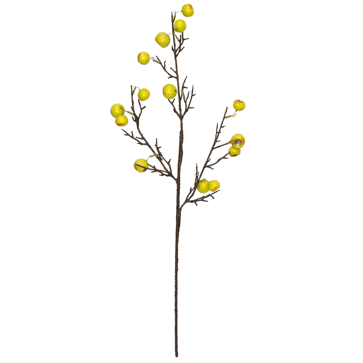 Штучна гілочка з жовто-червоними ягодами, 68 см, полімерний матеріал (130580), фото 1