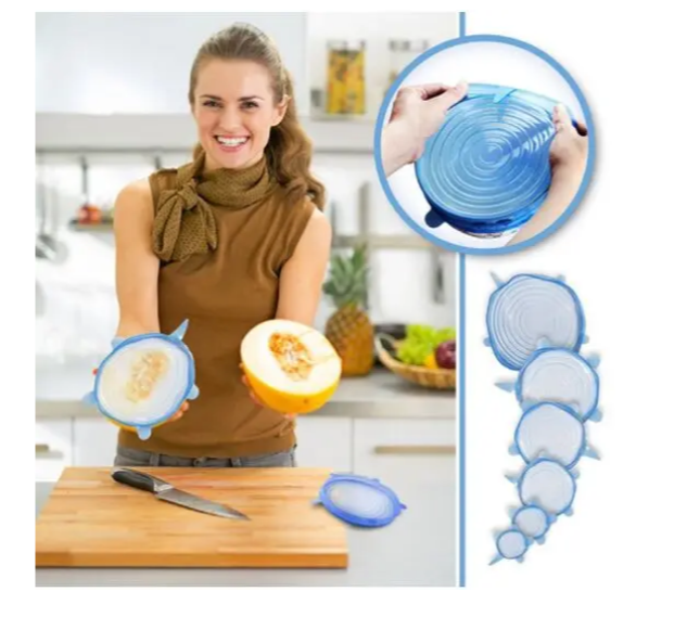 Набір силіконових кришок 6 шт. сині UKC BR00038