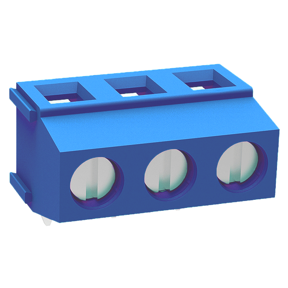 ETB1403 Клемник 3 контакту на плату, прямий кут, 300В10А крок 5,0 мм, фото 1