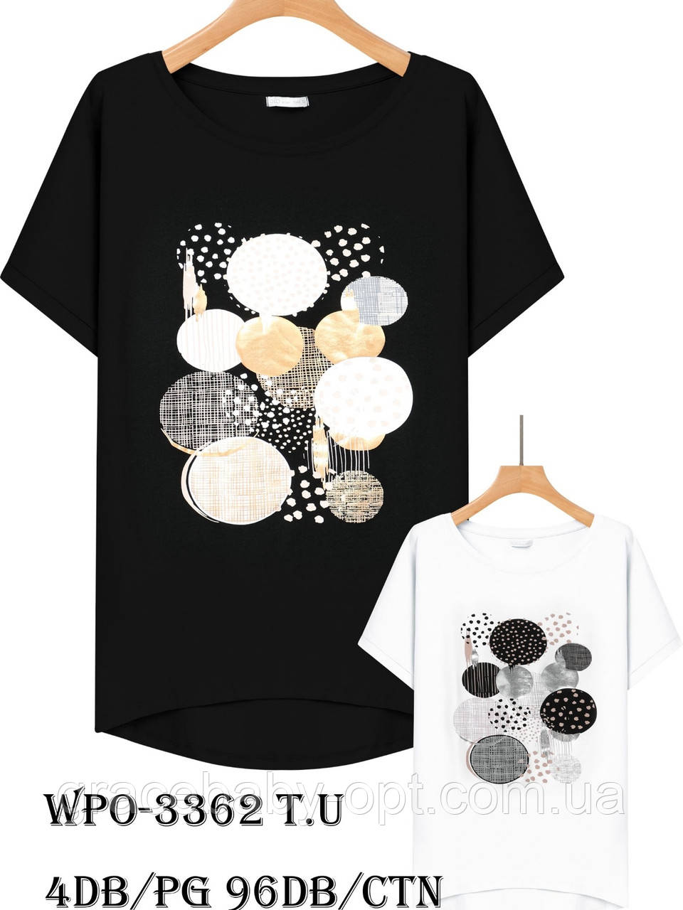 Футболка жіноча оптом, Glo-story, один розмір,  № WPO-3362, фото 1