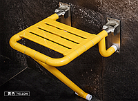 Откидной стул для душа для пожилых людей с нержавеющей стали покрытый желтым ABS пластиком 45*32*64мм