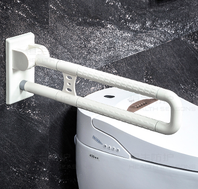 Поручень для ванной опорная стойка откидная из нержавейки в оболочке из АВС пластике Ø 32, размер 60*20*13см - фото 7 - id-p1759378147