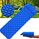 Самонадувний Туристичний Каремат Килимок Матрац із Подушкою і Вбудованим Насосом (Синій), фото 4