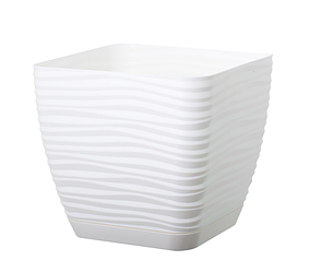 Горщик Сахара Квадро 19 см з піддоном Білий