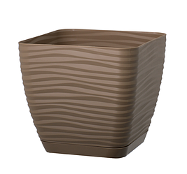 Горщик Сахара Квадро 19 см з піддоном Кава латте