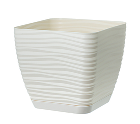 Горщик Сахара Квадро 19 см з піддоном Кремовий