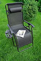 Шезлонг лежак Bonro СПА-167A черный раскладной крепкое садовое кресло с подлокотниками и подголовником
