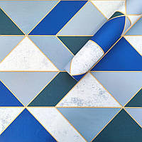 Пленка для дверей межкомнатных Синие треугольники Рулон 10 м ширина 45 см Синий декор мебели
