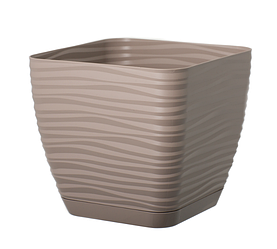 Горщик Сахара Квадро 19 см з піддоном Сіро-бежевий