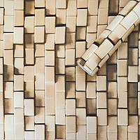 Виниловая пленка 3Д Песчаник Кирпичи Рулон 10 м ширина 45 см Бежевый ПВХ наклейки для мебели