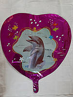 Фольгована кулька Серце Дельфін 18 дюймів