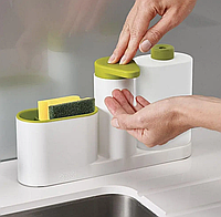 Органайзер-підставка з дозатором для мила для ванної та кухні Sink Base Plus 3 в 1 для раковини