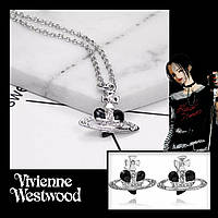 Підвіска та сережки з сердцями набір жіночої біжутерії Vivienne Westwood