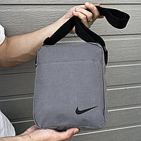 Спортивная молодежная барсетка Nike серая прочная и тканевая, универсальная и качественная для документов