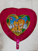 Фольгована кулька Серце Левеня 18 дюймів